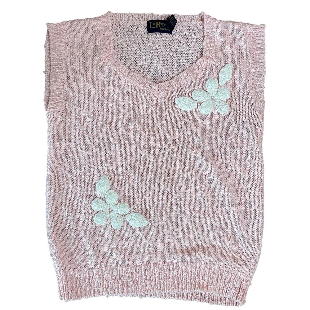 LeRoy Vintage Sweater Popcorn Knit Womens Medium Pink